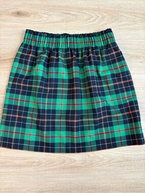 J. Crew Green and Navy Plaid Pull-On Skirt